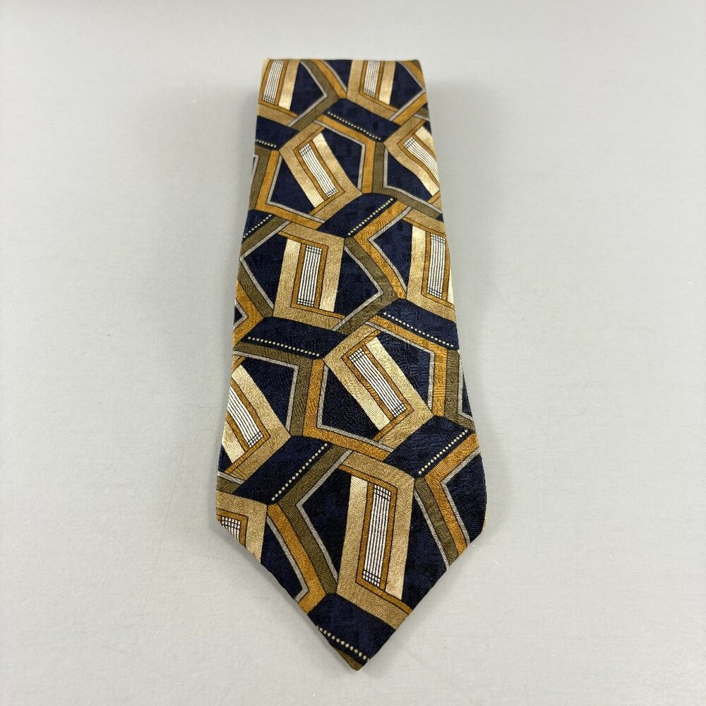 Conte Di Milan Black / Tan Geometric Men's Tie 4" x 59"